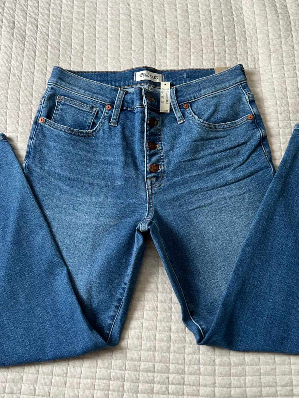 Madewell Skinny Mid-rise Button-Fly Jeans in Medium Blue